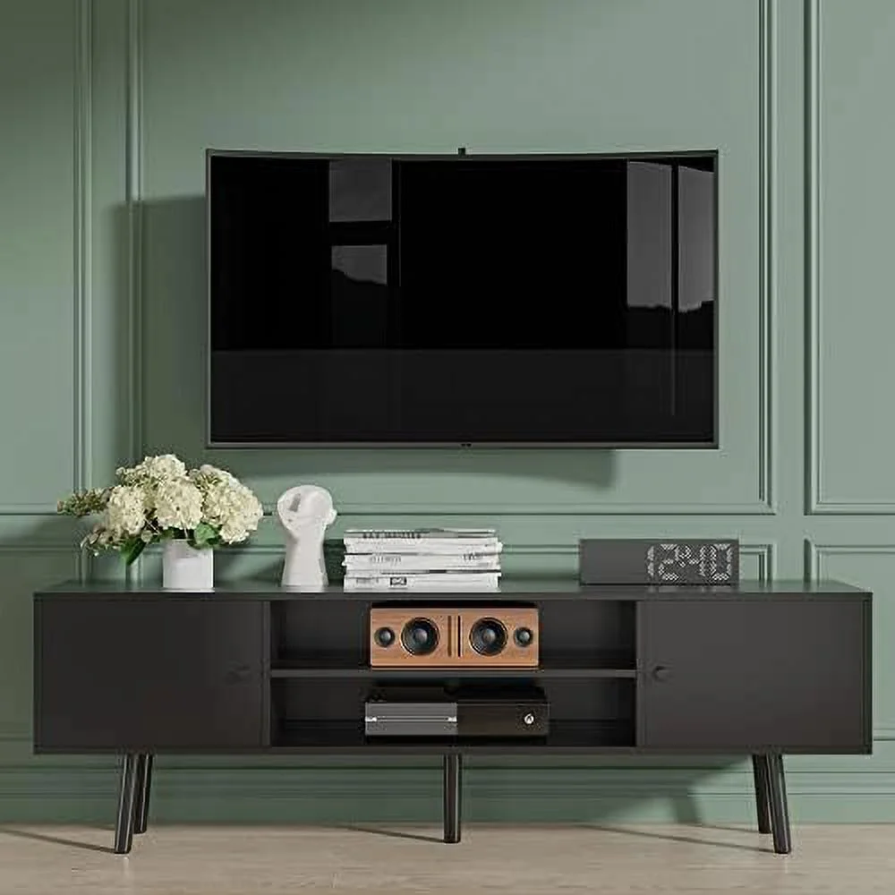 TJUNBOLIFE Wooden TV Stand for 65/70 inch TV  Modern Rustic Entertainment Center with Large   Media Console Tables for Living Room Bedroom and Office  White