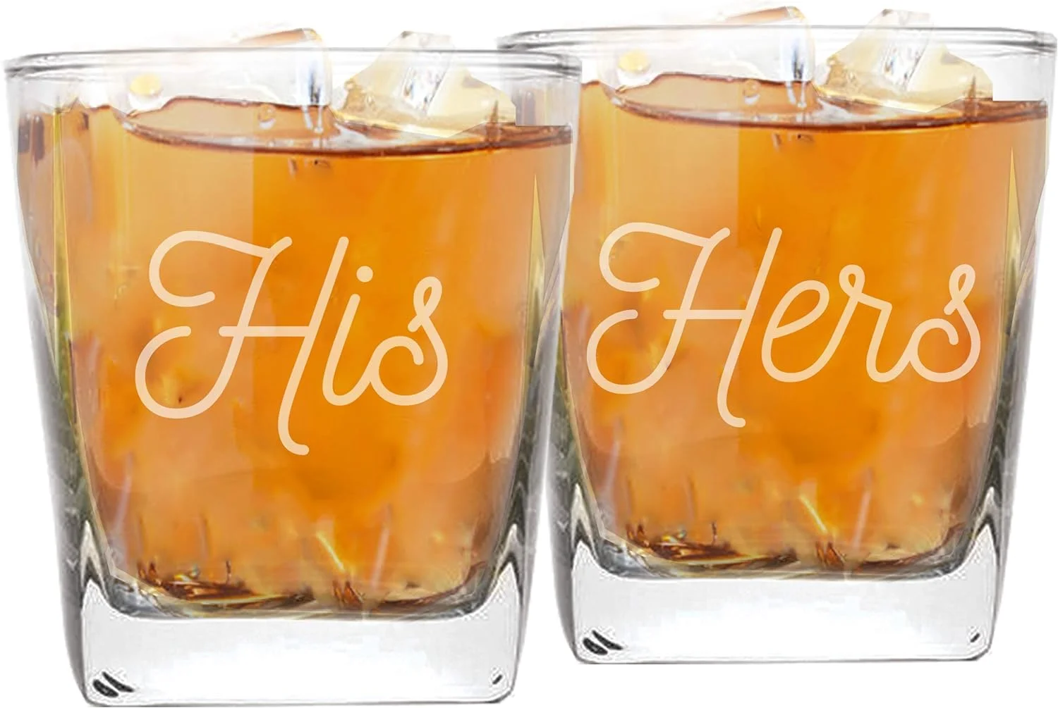 His And Hers Square Rocks Whiskey Glasses Gift Set Of 2