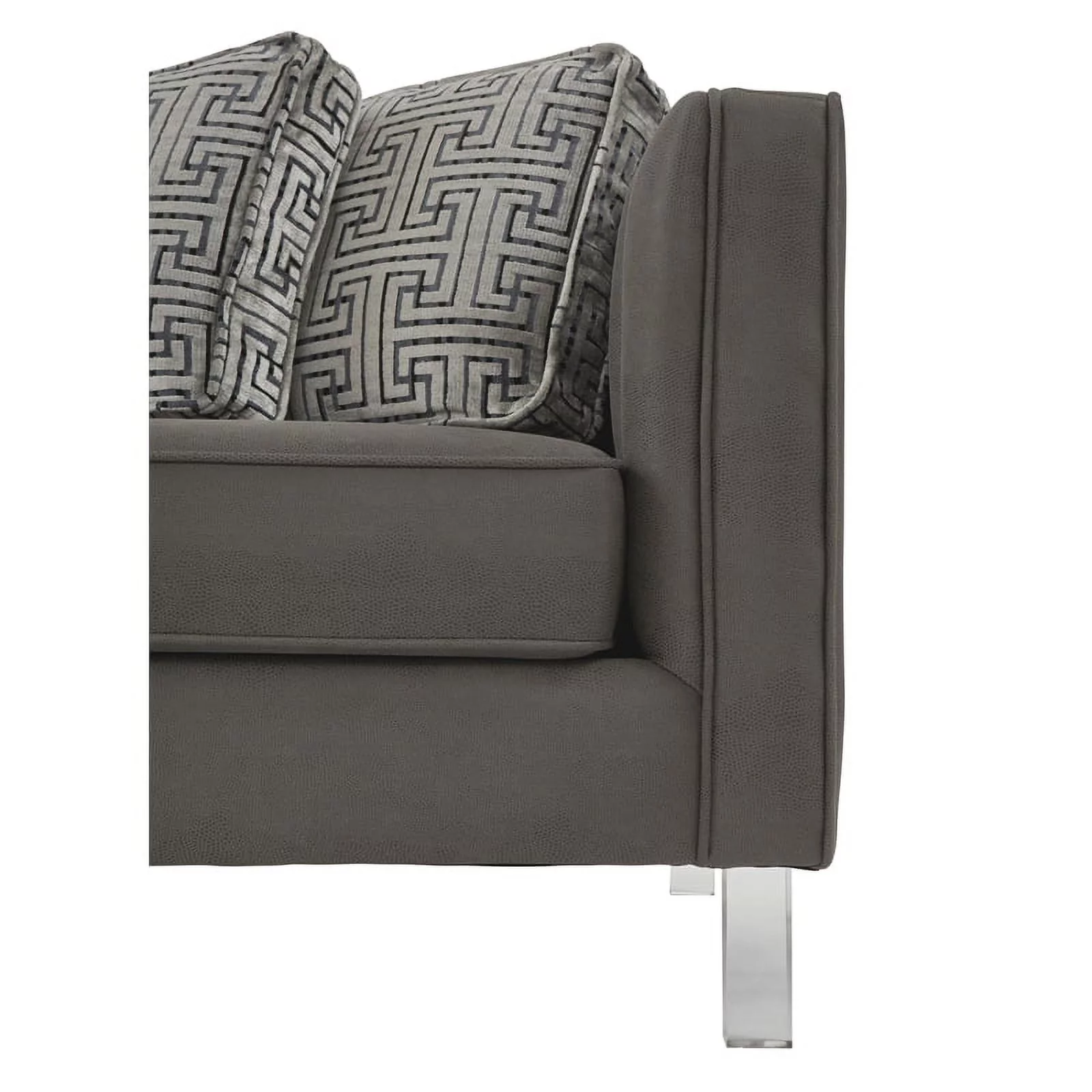 HomeFare Chic Acrylic Leg Iron Channeled Sofa Grey