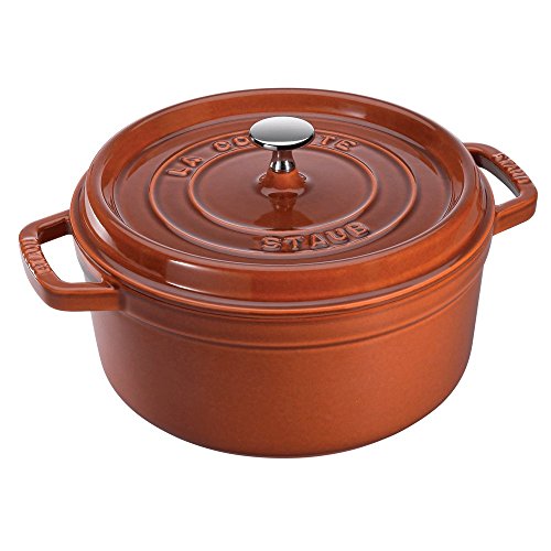 STAUB Cast Iron Dutch Oven 5.5-qt Round Cocotte, Made in France, Serves 5-6, Black Matte