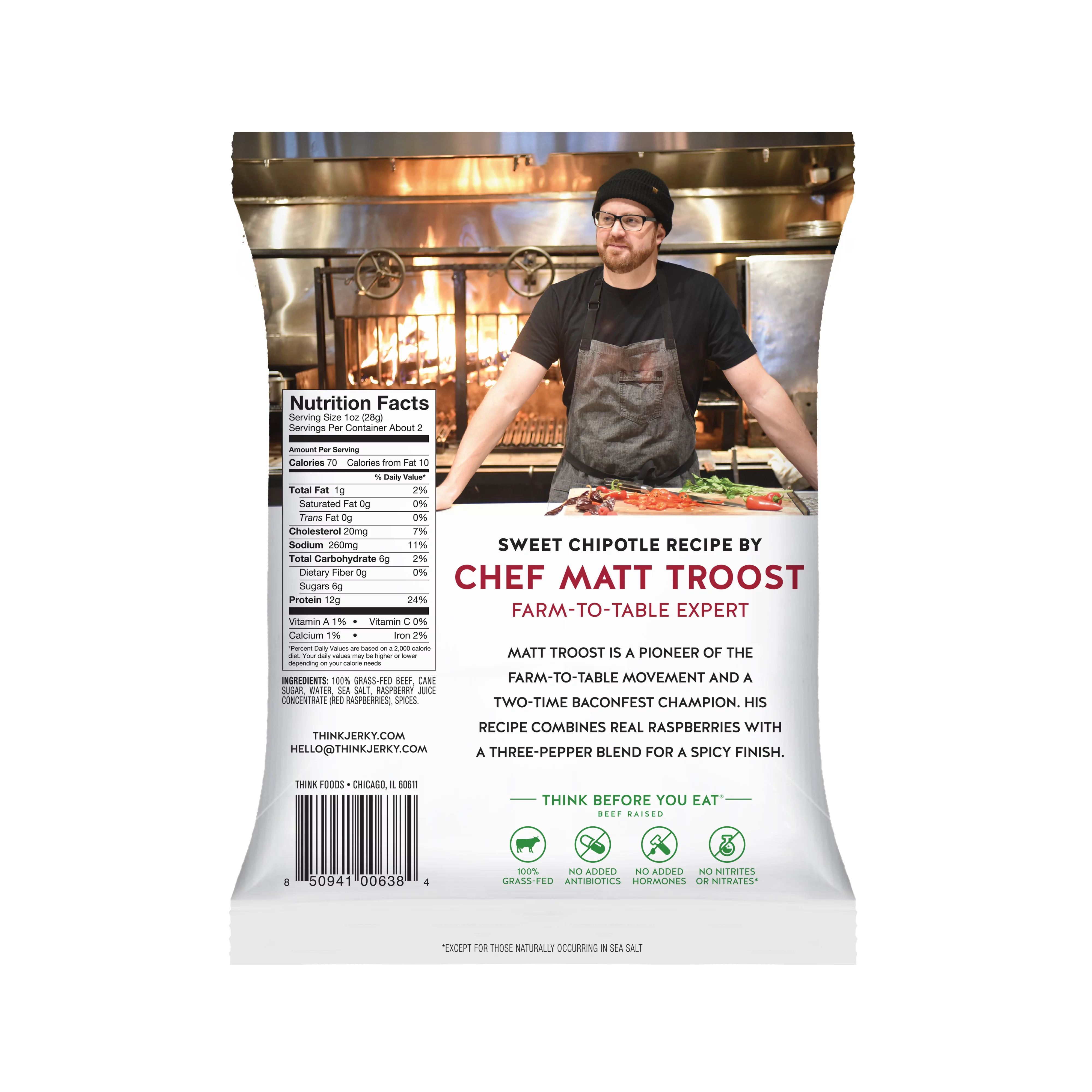 Think Jerky Sweet Chipotle 2.2oz Bag Pack Of 8