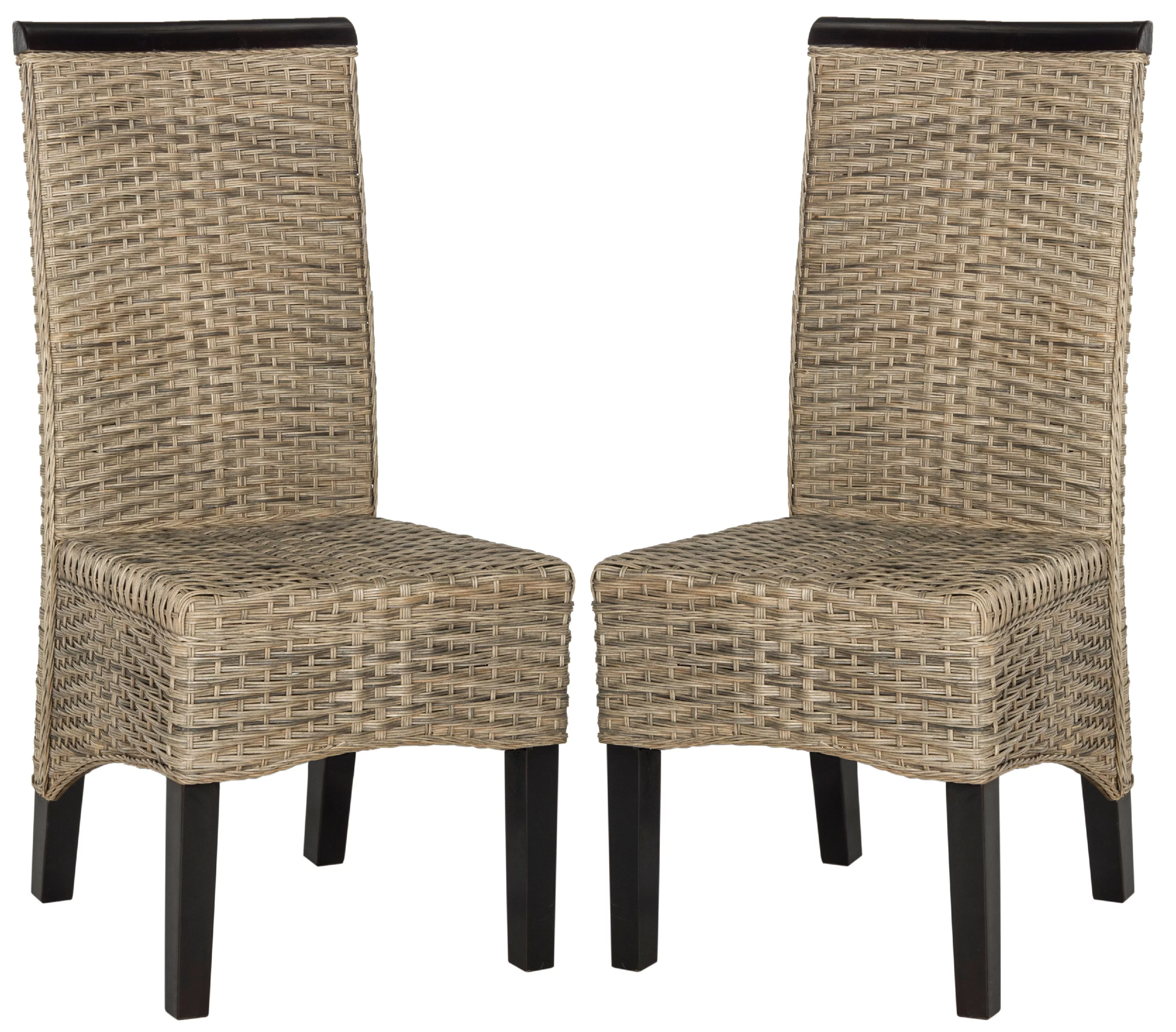 Safavieh Ilya Nautical Wicker 18''H Wicker Dining Chair, Set of 2