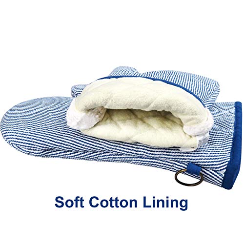 1 Pair Yarn Dyed Oven Mitts 100% Cotton Heat Resistant 470 Degree Gloves Men Women Cooking Baking Barbecue BBQ Microwave Crafting Machine Washable Pot Holders Mittens (red2)