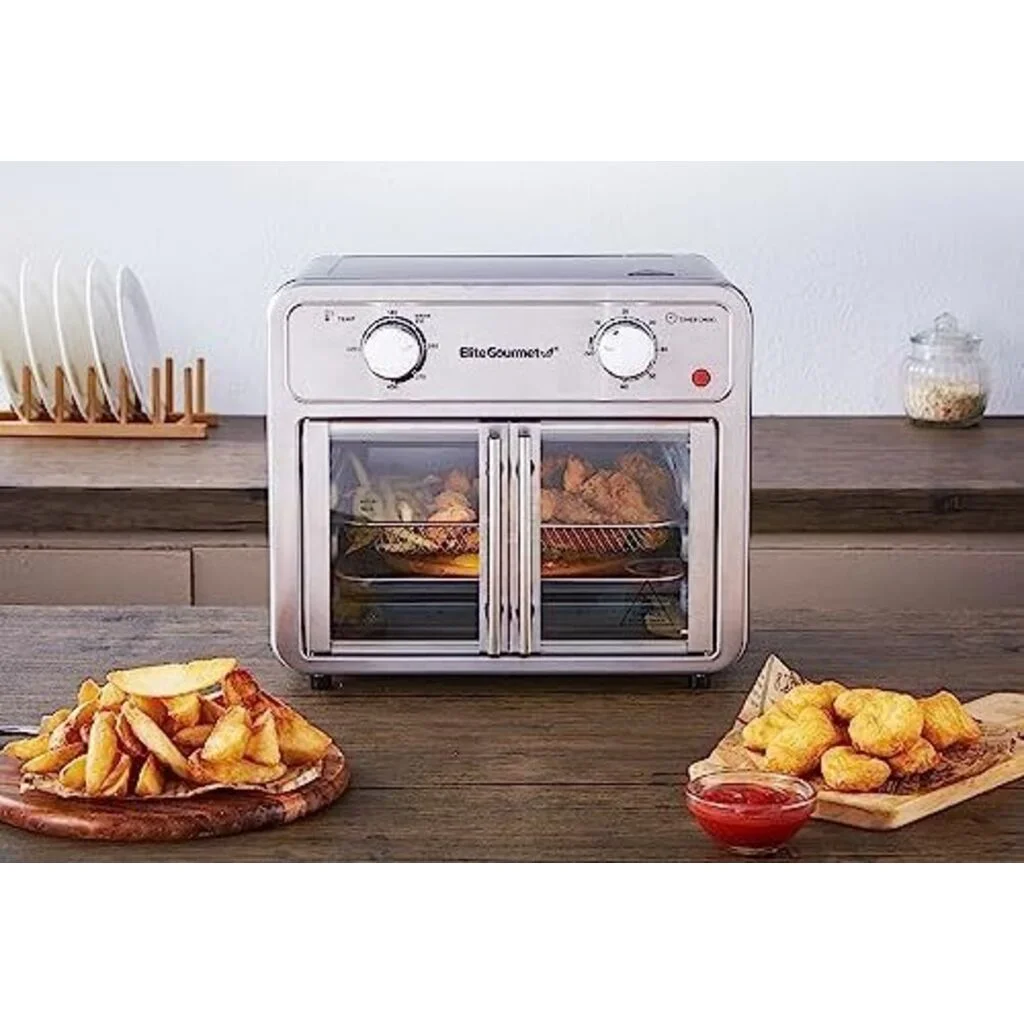 Elite EAF1222SS Stainless Steel Air Fryer Double French Doors 12L Cap