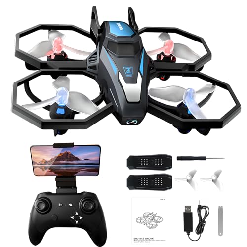 Drone with Camera, 1080P FPV Drone Camera with Remote Control Quadcopter, Gestures Selfie, One-Key Take Off/Landing, Speed Adjustment, 3D Flips, 2 Batteries Mini Drone for Adults Kids