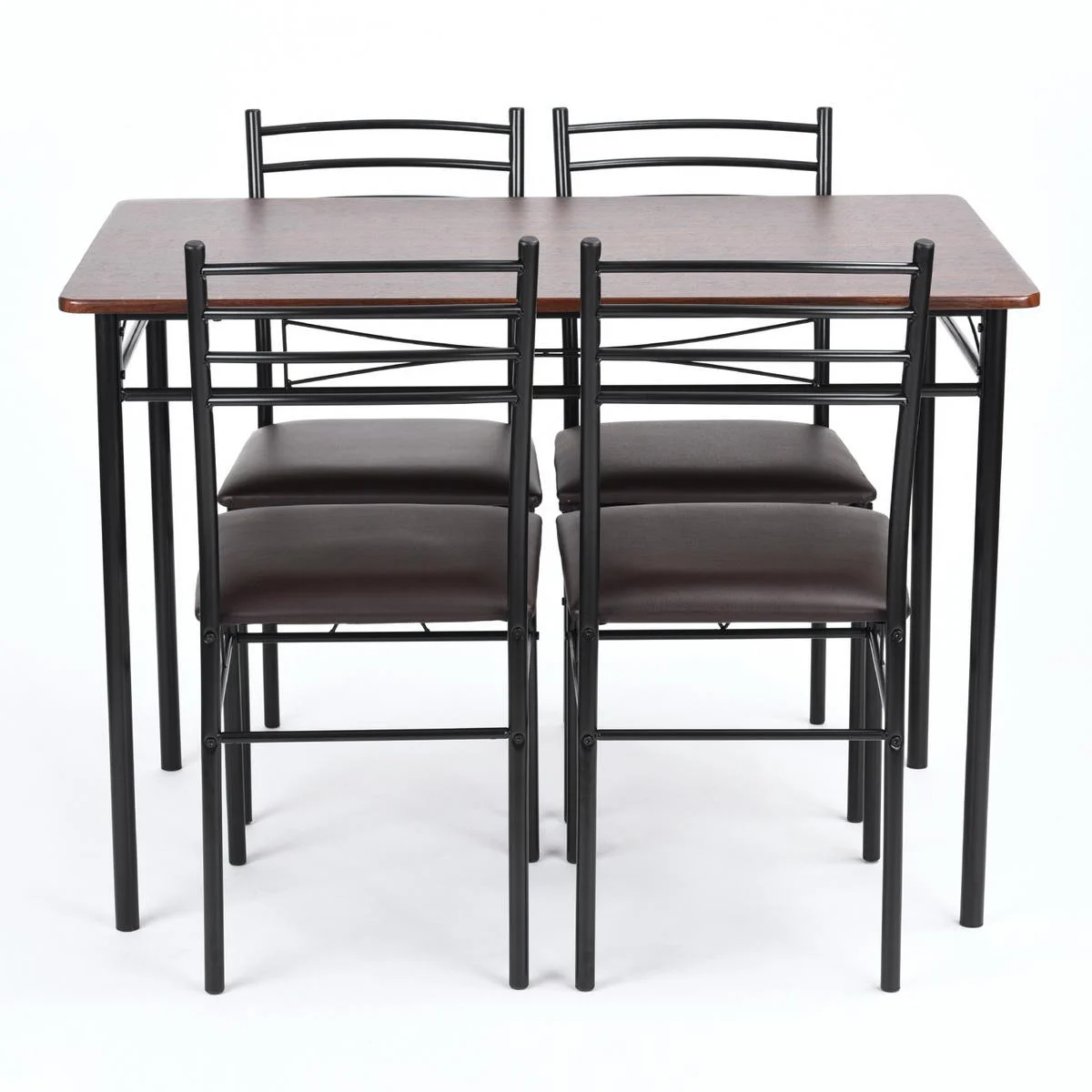 Teledu 5pc Dining Set Wood Metal Table And 4 Chairs Kitchen Breakfast Furniture