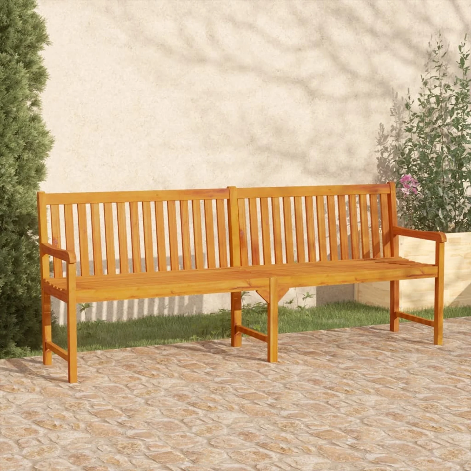 moobody Wooden Garden Bench Acacia Wood Patio Porch Chair for Backyard, Balcony, Park, Lawn, School Playground, College, Outdoor Furniture 86.2 x 21.9 x 35.4 Inches (W x D x H)