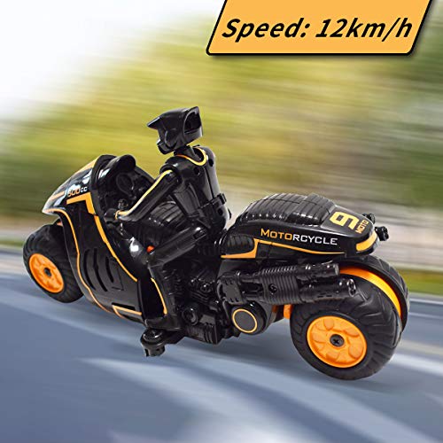 RC Motorcycle, RC Motorcycle 360° Spinning Wheels Stunt Motorbike - Rotating Drift 2WD High Speed Car Toys with Riding Figure - Gift for Kids Boys Girls 4-12 Years Old - Color May Vary