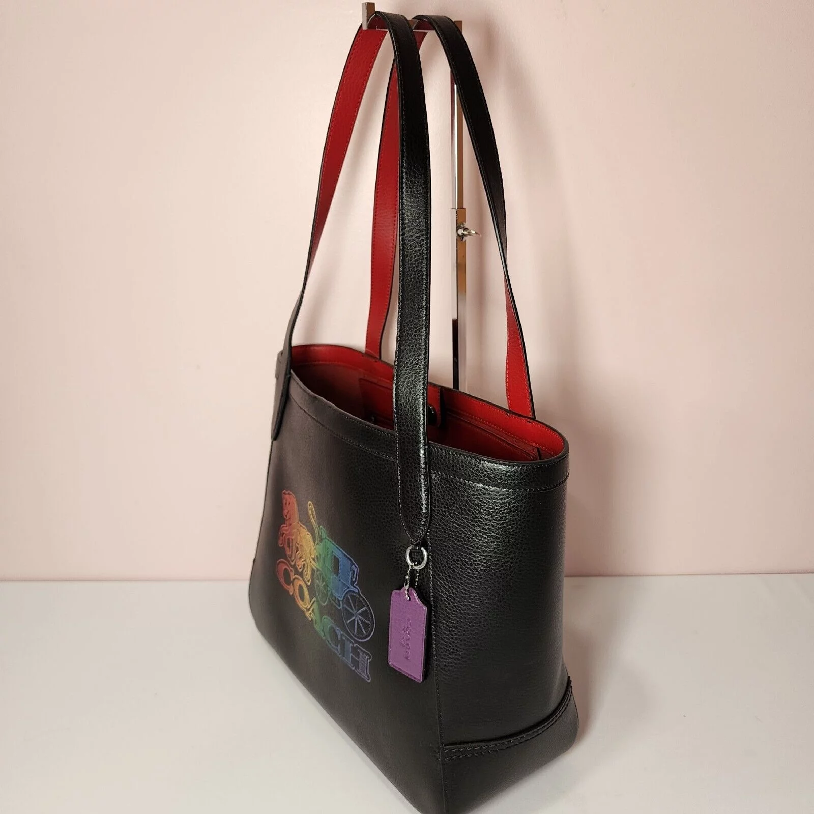 Coach Tote 27 Horse Carriage Womens Large Black Leather Ombre Bag