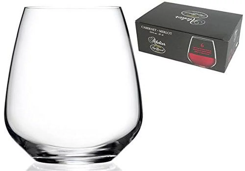 Luigi Bormioli Atelier Stemless Cabernet Wine Glass 23-1/4-Ounce, Set of 6