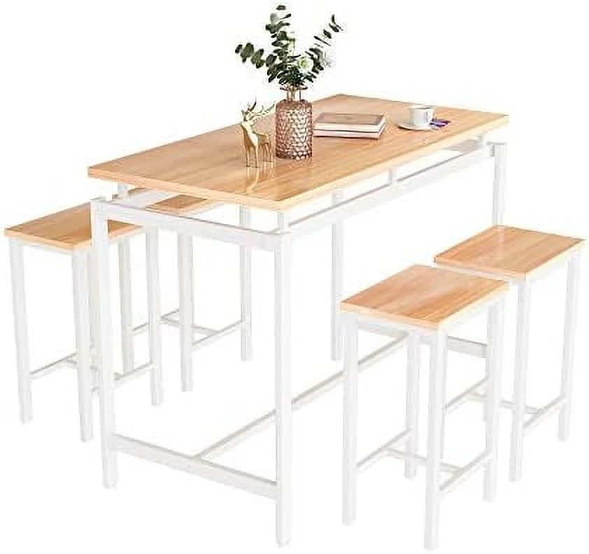 TJUNBOLIFE Dining Table Set for 2 with 3  Shelves  Modern  Table and Chairs Set with 2 Chairs & Thickened Top  Kitchen Pub Dining Table for Small Space  Vintage Brown