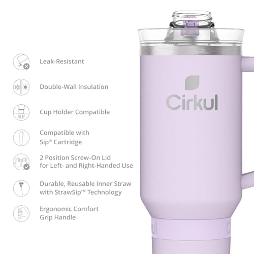 Cirkul 40oz. Carbon Stainless Steel Tumbler with Handle, All-Day StrawSip™, Double-Wall Insulated