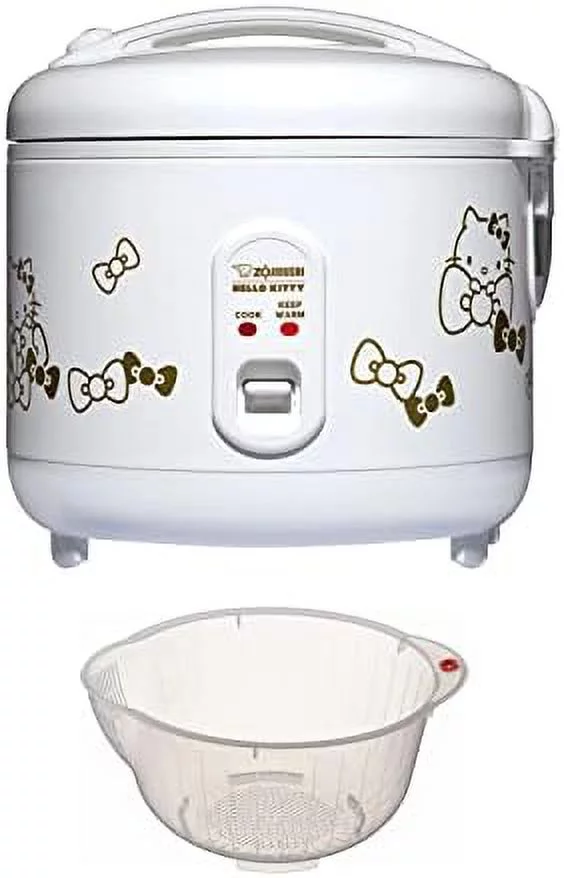 Automatic Rice Cooker And Warmer (White) Bundle With 9.5-Inch Rice Washing Bowl With Side And Bottom Drainers (2 Items)