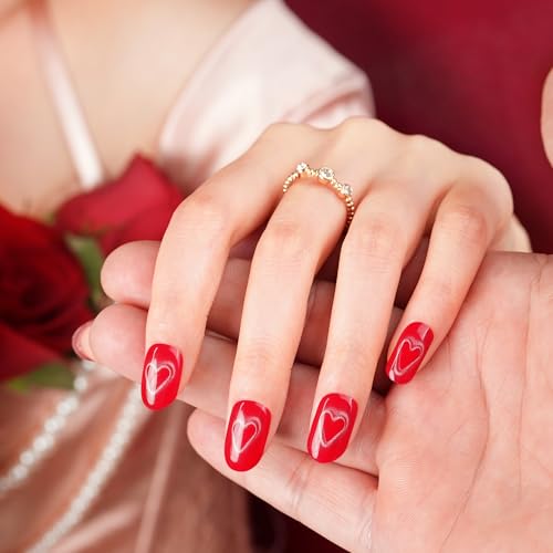 DANNI & TONI Semi Cured Gel Nail Strips Christmas Santa Claus Snowflakes Cat Eye Gel Nail Wraps 28 Stickers | Mistletoe Meow