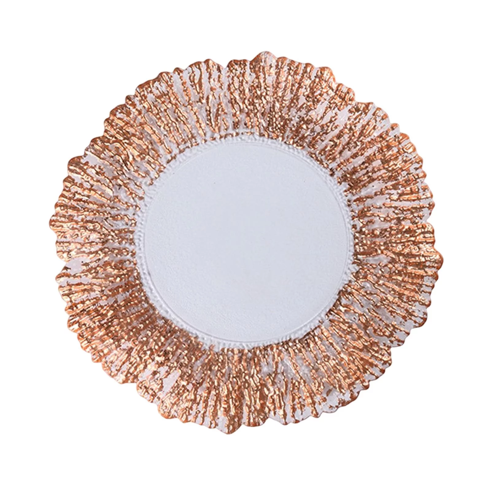 Durable Service Platter Serving Tray Cooking Holiday Reception Party Wedding Bakeware Glass Round Dish for Snack Steak Farmhouse, Butter, Cake Rose Gold 27cm