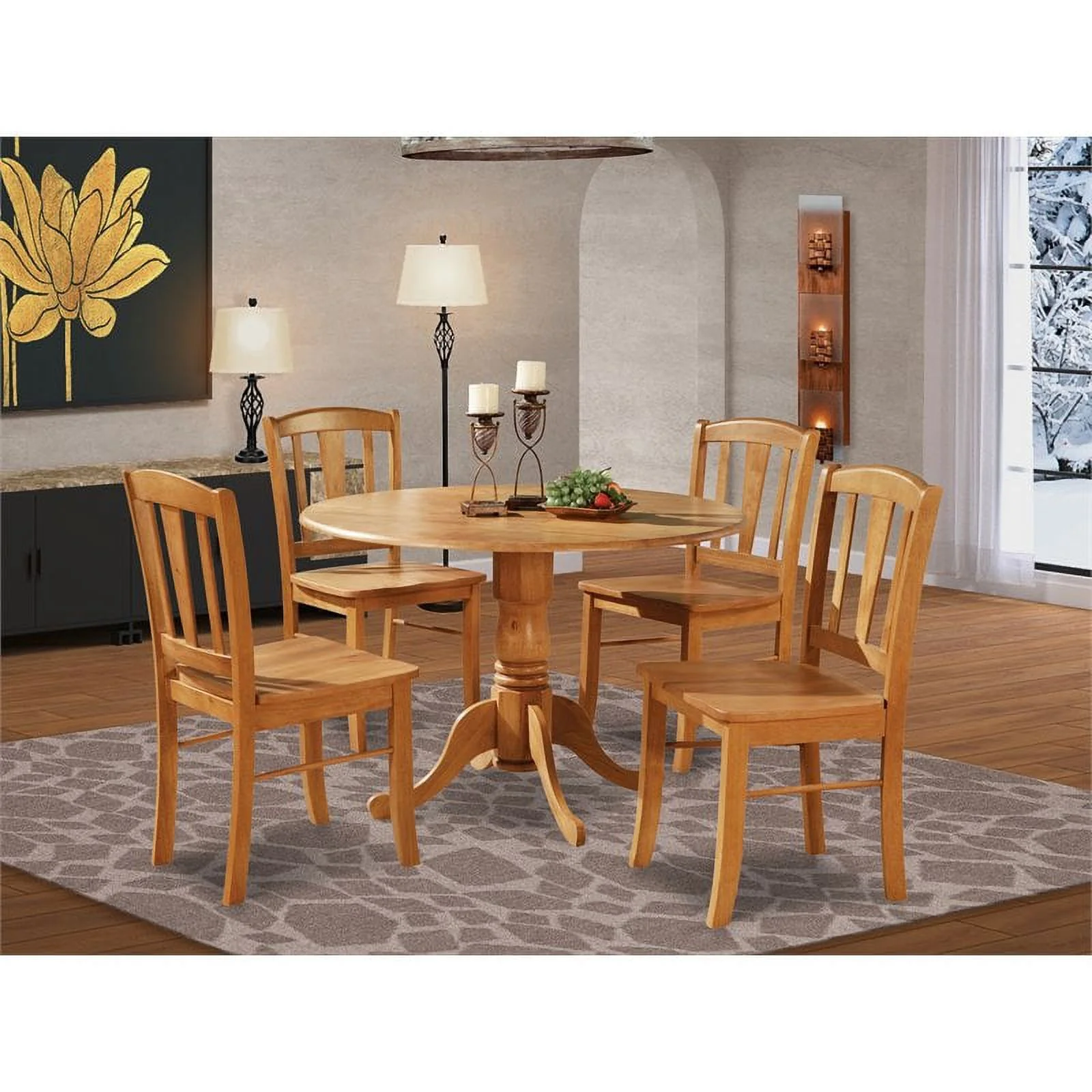 Atlin Designs 5-piece Wood Dining Table and Chairs in Oak