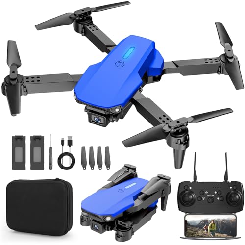 Drone with 1080P Camera for Kids, Foldable Mini Drone for Kids Boys Beginners, 2 Batteries, Toys Drone, Gestures Selfie, One Key Start, 360° Flips, Toy Gifts for Boys Black E88