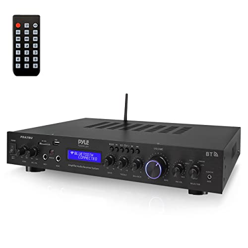 Pyle 5-Channel Rack Mount Bluetooth Receiver & Home Theater Amp - 200W Speaker Amplifier with MP3/USB/SD/AUX/FM - Digital ID3 LCD Display - Wireless Streaming - Built-In Microphone Input - PDA7BU