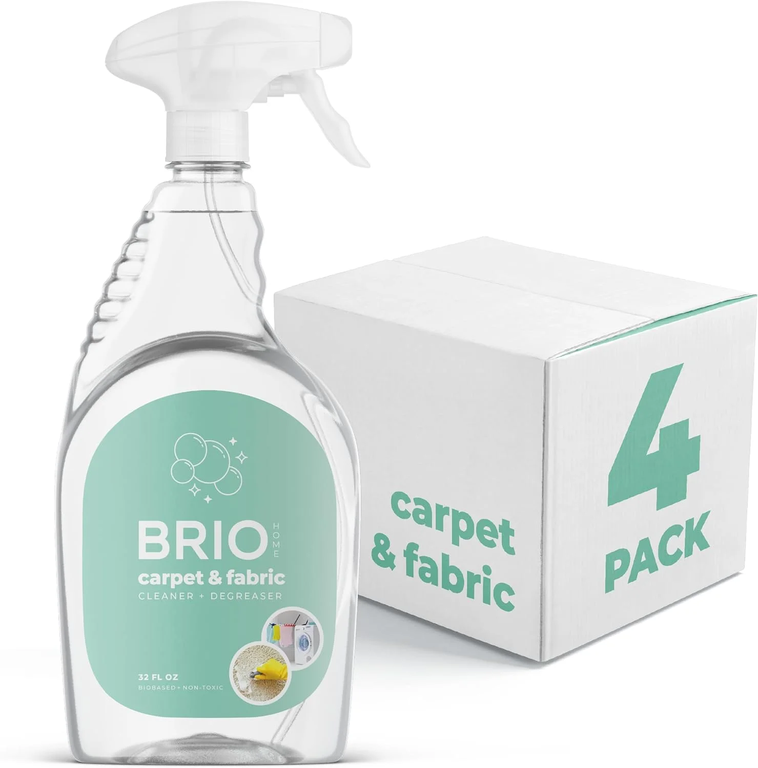 Carpet & Fabric, Scent, Biobased Carpet Cleaner & Stain Remover, Degreaser, Spot Treatment, Fabric Spray, Pretreat Laundry, Shoe Cleaner, 32 Fl Oz Ea, 4 Count