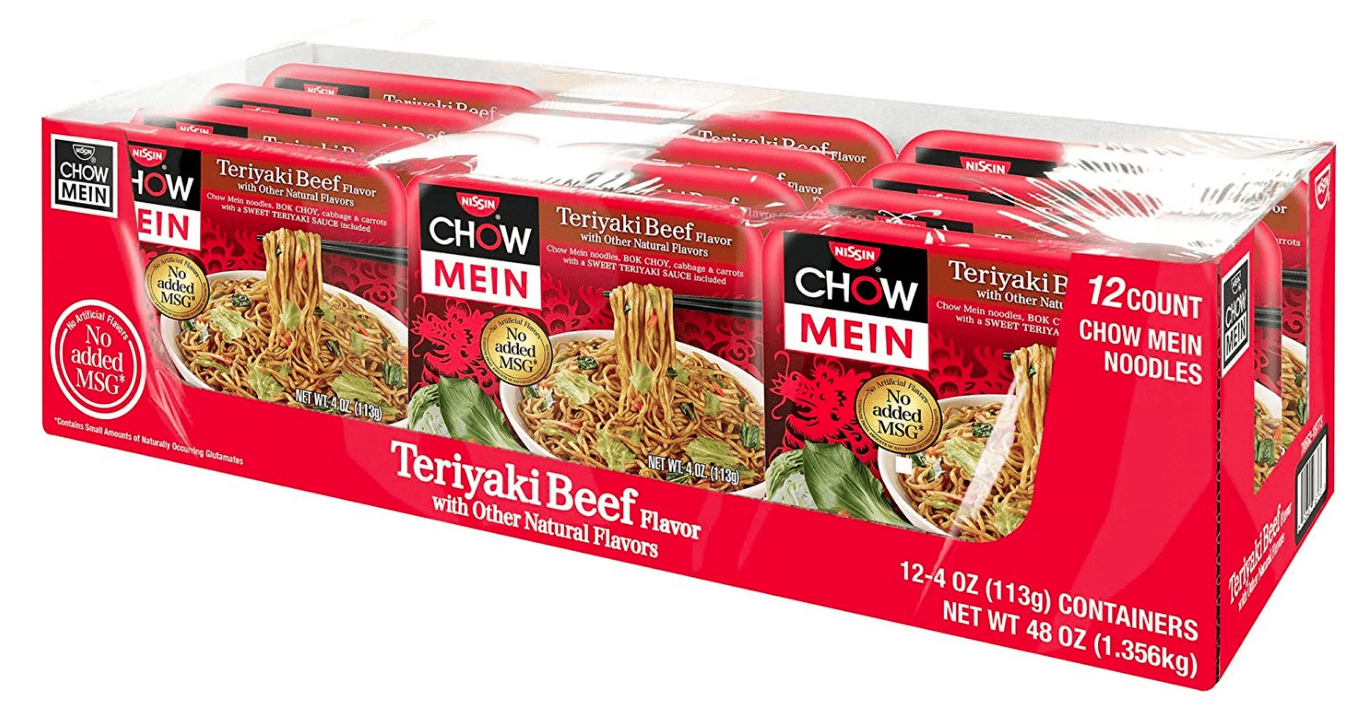 Nissin Chow Mein Premium Teriyaki Beef, 4.0 Ounce (Pack of 12)