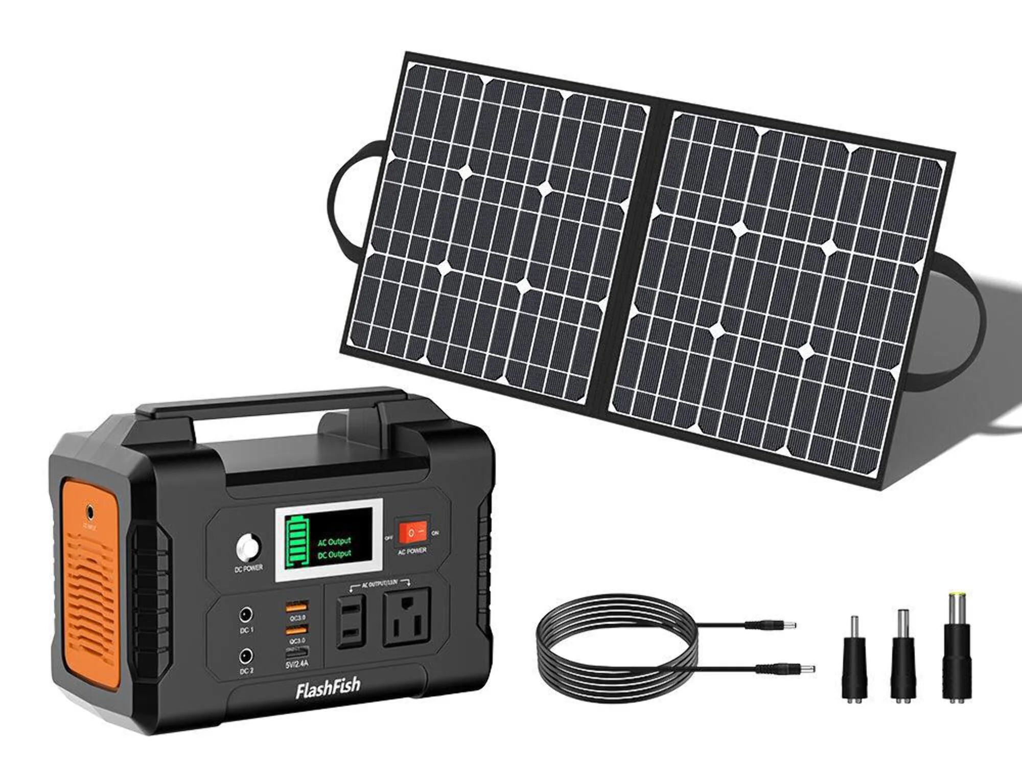 Portable Power Station With Solar Panel Included, Flashfish 200W Solar Generator+50W Solar Panel, Backup Power Emergency Power Supply