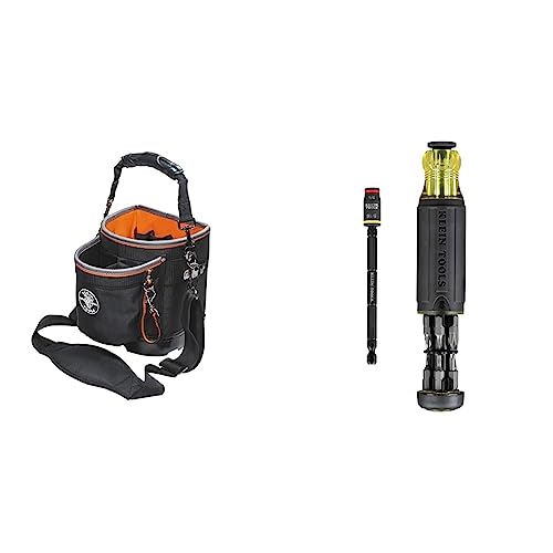Klein Tools 55419SP-14 Tool Bag with Shoulder Strap Has 14 Pockets for Tool Storage, Can Fit Long Screwdrivers