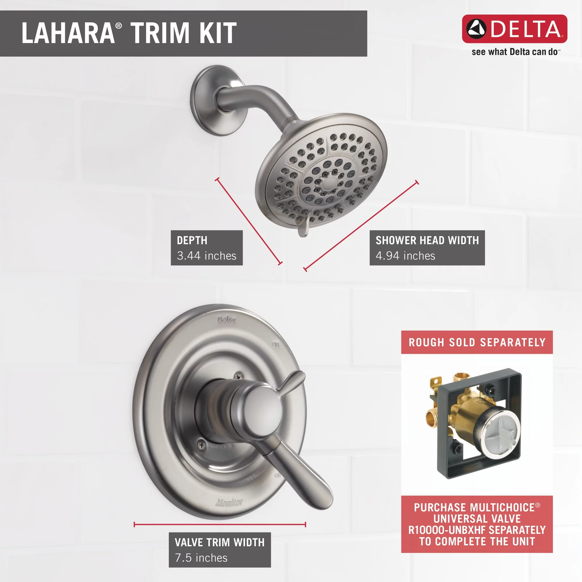 Delta Lahara 5-Spray Single Handle Shower Only Faucet in Stainless T17238-SS