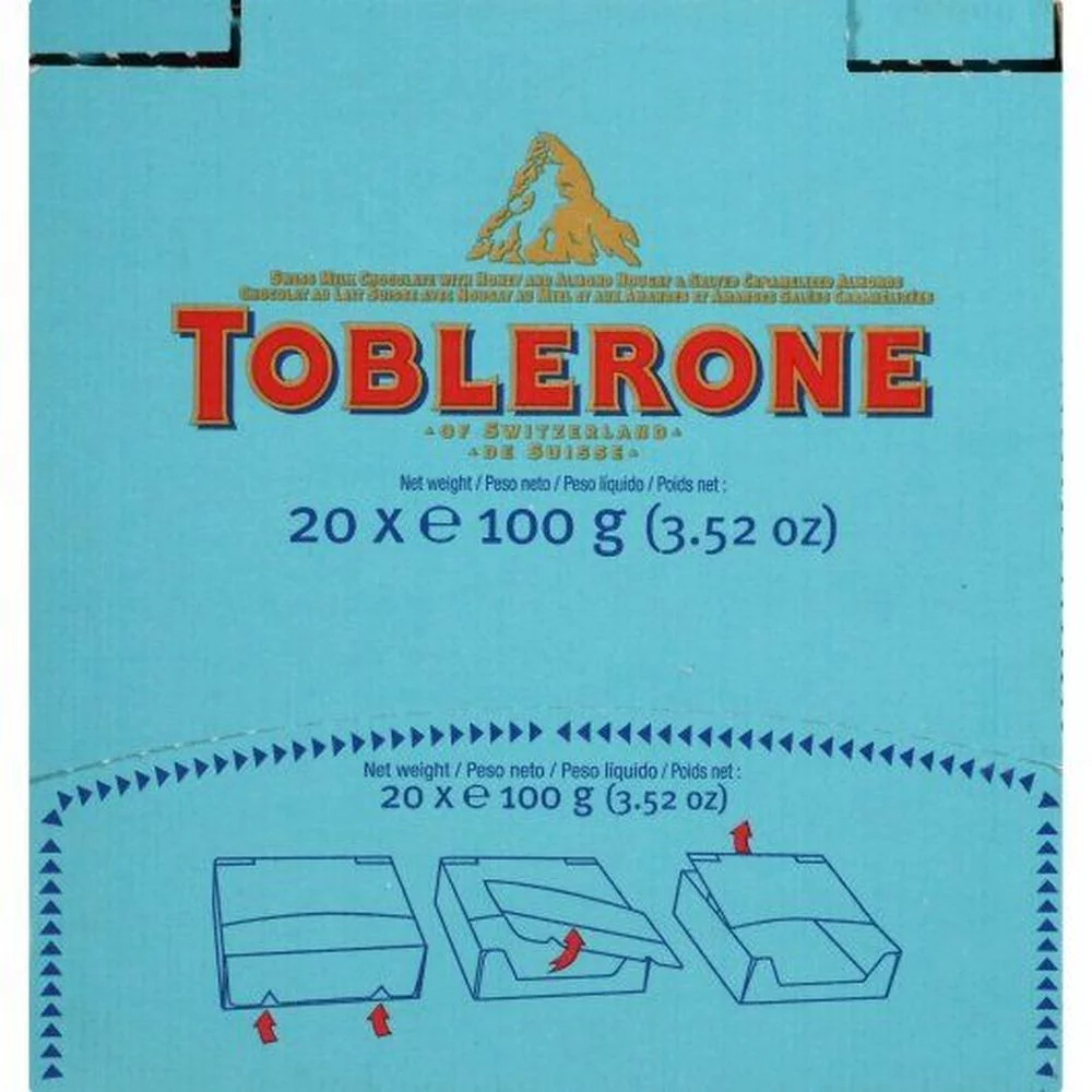 Toblerone Crunchy Almond with Sea Salt Milk Chocolate Bar, 3.52 Ounce -- 80 per case.