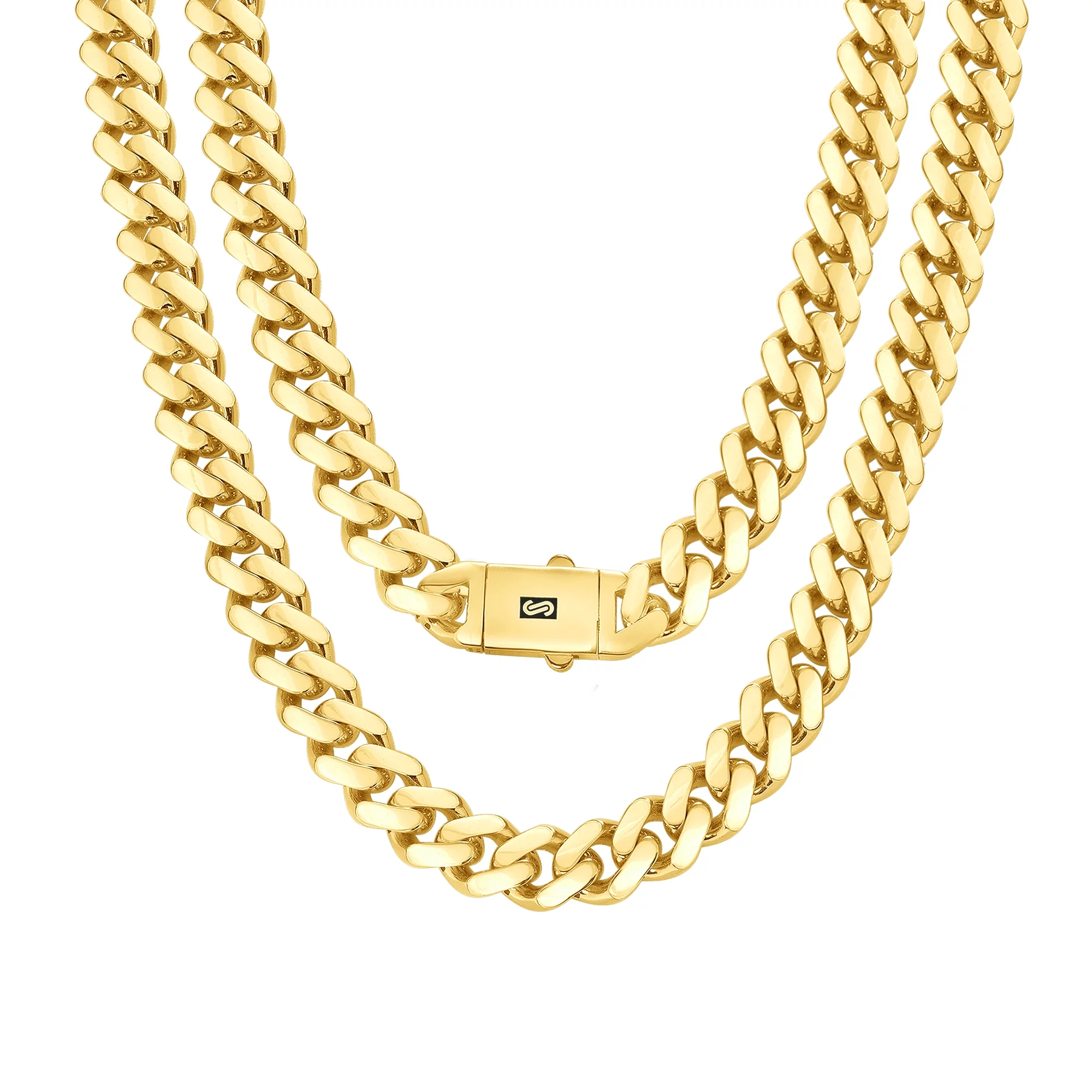 Nuragold 14k Yellow Gold 13mm Royal Monaco Miami Cuban Link Chain Necklace, Mens Jewelry Fancy Box Clasp 20