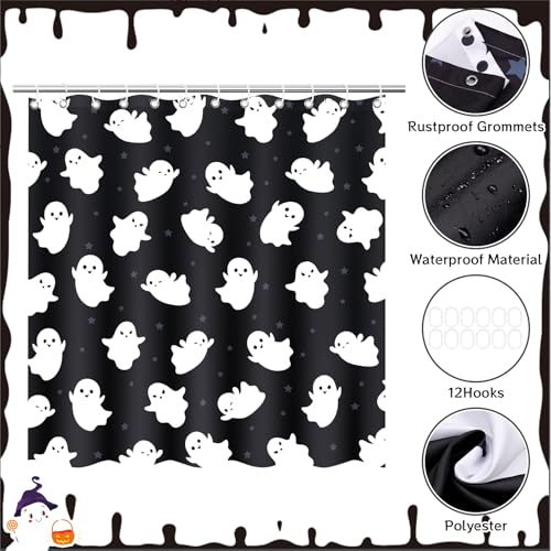 4Pcs Christmas Shower Curtain Set - Merry Christmas Bathroom Set Holiday Shower Curtain with Non-Slip Rugs, Toilet Lid Cover and Bath Mat