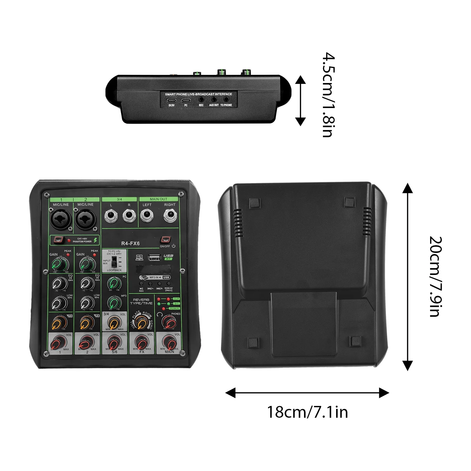 Pristin Audio Mixer,Theater Computer 6 Channel Usb Mp3 Audio Console Computer Audio Mp3 Player Console Theater With Bt Player With Sound Console Mp3 48vconsole Mp3 Audioconsole Withconsole Owsoo
