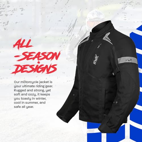 HWK Motorcycle Jacket for Men and Women Scorpion with Cordura Fabric for Enduro Motorbike Riding and Armor Foam Padding for Impact Protection, Dual Sport Motorcycle Jacket - All-Black, Small