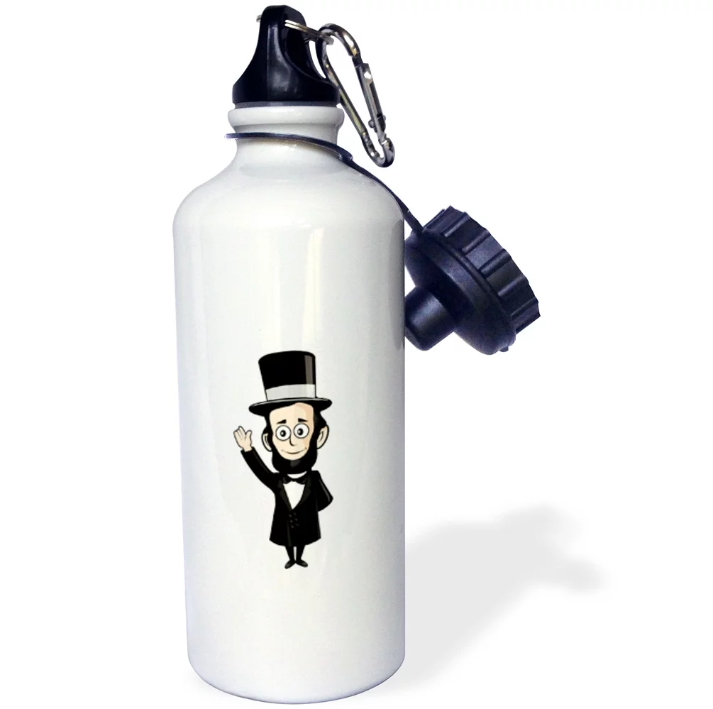 3dRose President Abraham Lincoln Honest Abe - Water Bottle, 21-ounce