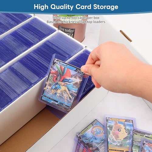 4 Pack Card Storage Box, 3700 Count Trading Card Storage Box White Sports Storage Cards Box Organizer Sorting Tray Cases Box for Storing Protecting and Organizing Soccer Cards