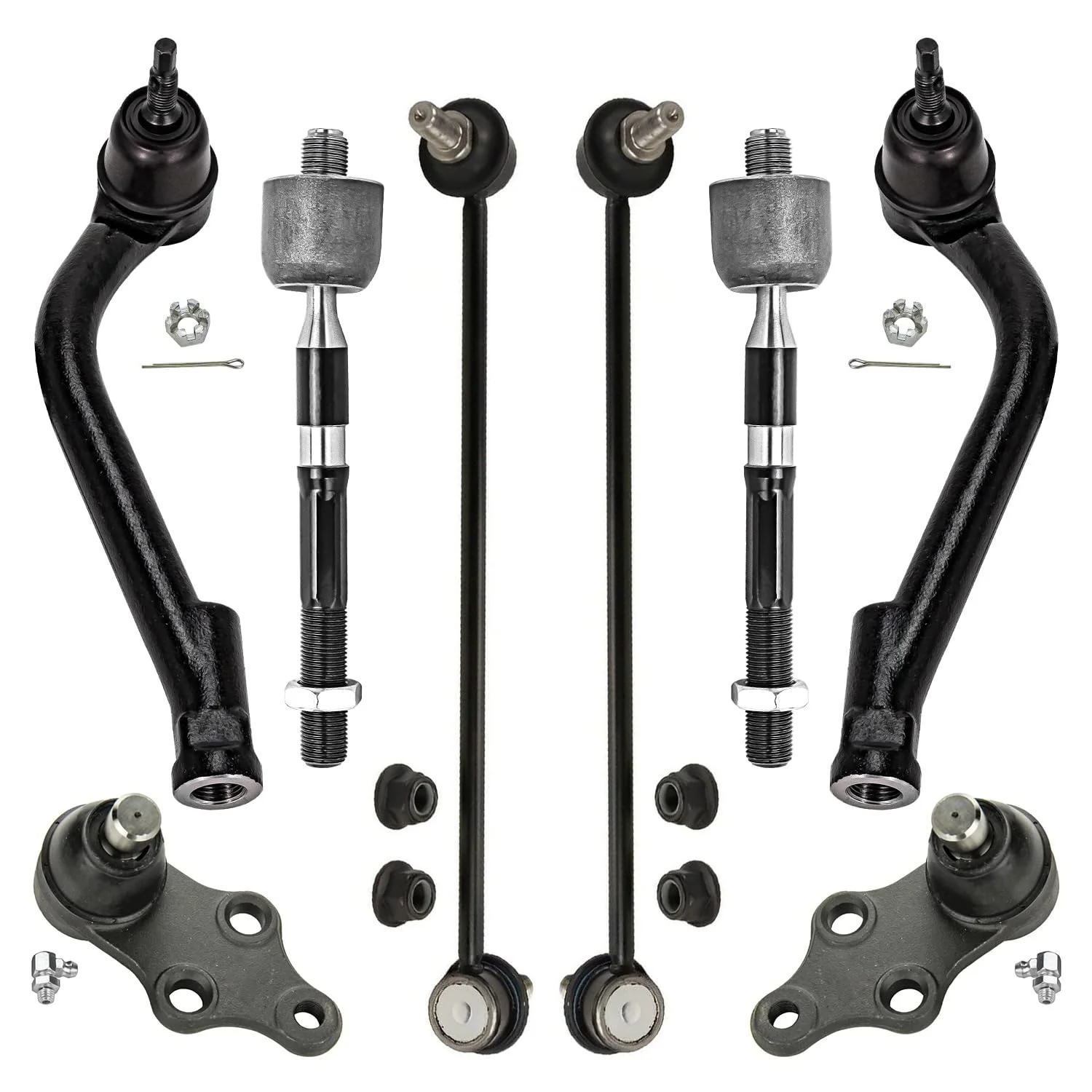 Detroit Axle - Front Sway Bars Inner & Outer Tie Rods Lower Ball Joints for 2013-2018 Hyundai Santa Fe 2014 2015 2016 2017 Replacement