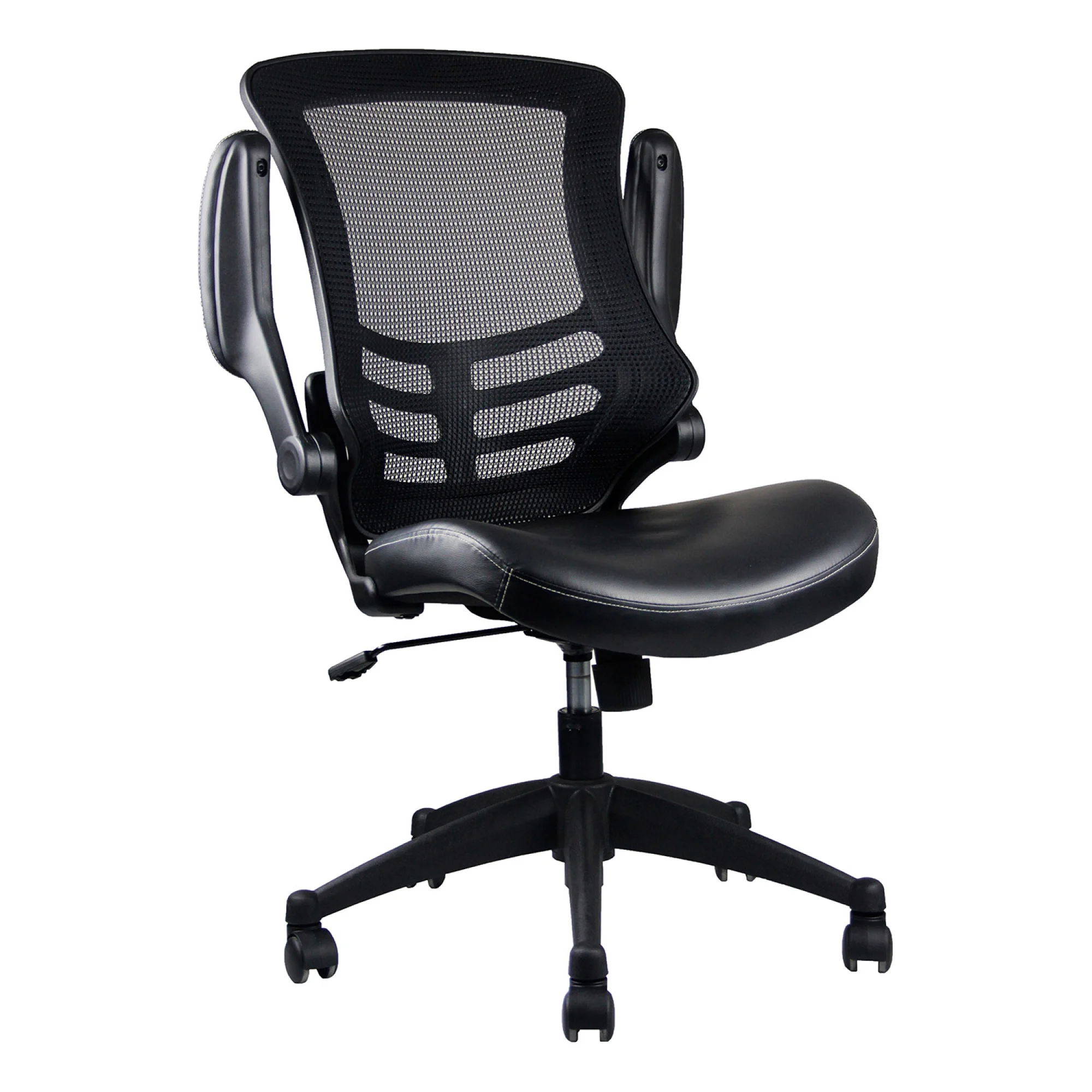 Stylish Mid-Back Mesh Office Chair With Adjustable Arms, Black