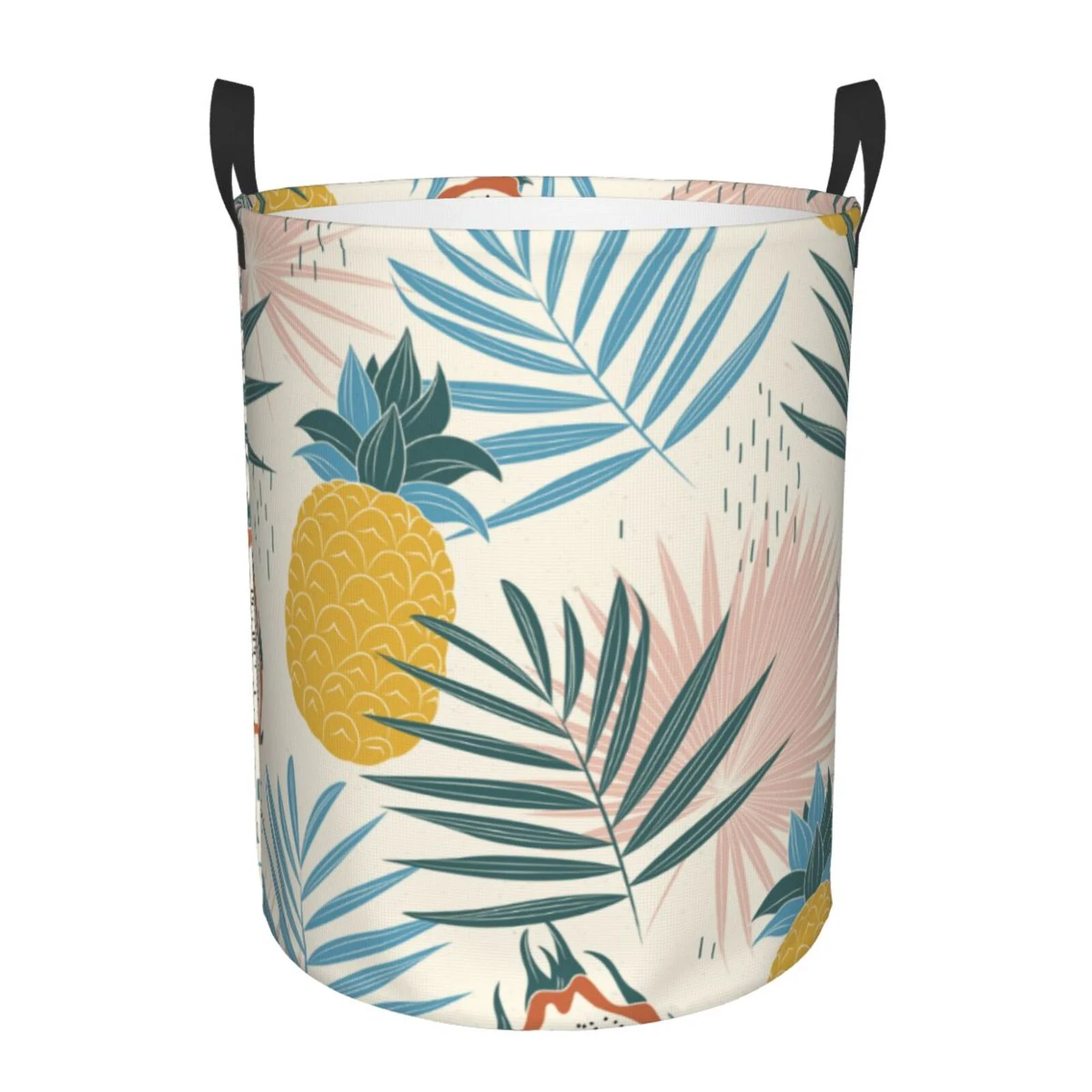 XMXT Collapsible Laundry Basket, Pineapple Dragon Fruits Print Waterproof Laundry Hampers Storage Baskets Dirty Clothes Hamper, 62L