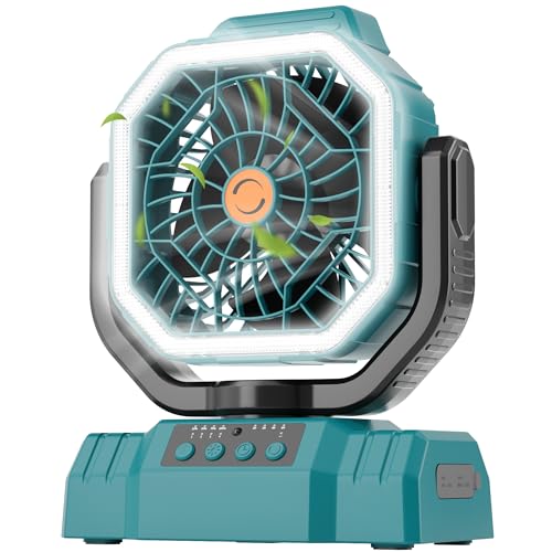 AVV 20000mAh High Speed Portable Camping Rechargeable Fan with Remote Control, Battery Powered with Auto Oscillating with Camping Essentials Accessories for Outdoor, Beach, Patio, Tent, Black