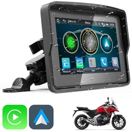 Motorcycle Carplay Screen, Wireless CarPlay & Android Auto for Motorbike, Carplay Motorcycle GPS Navigation, 5