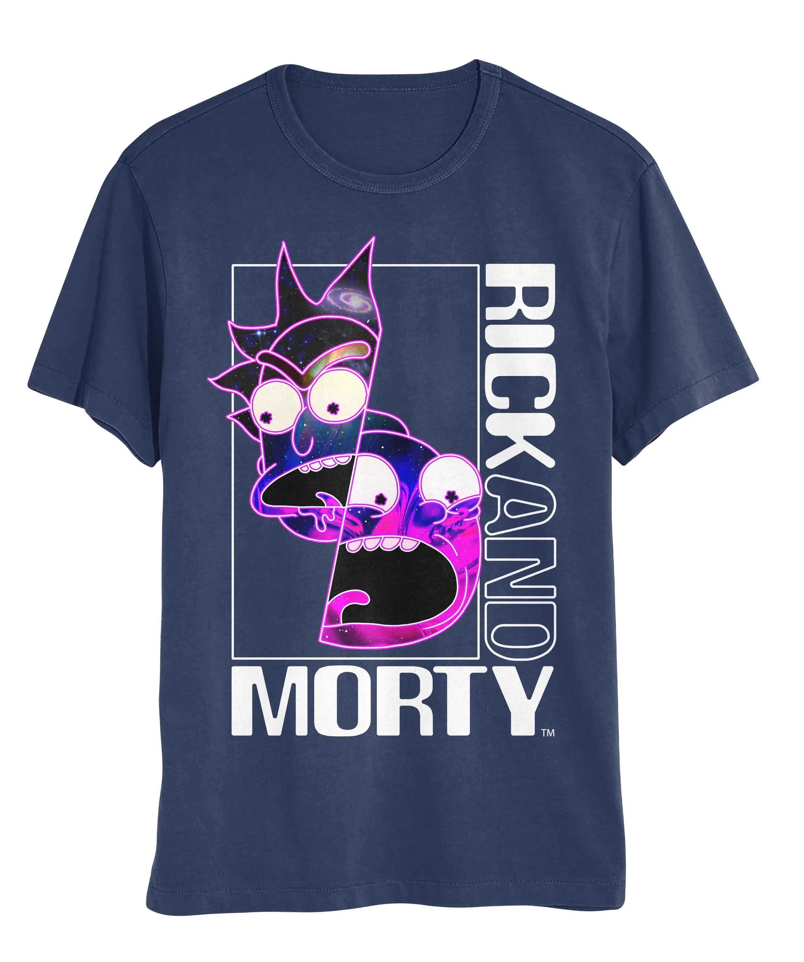 Rick and Morty Cosmic Rick and Morty Split Mens and Womens Short Sleeve T-Shirt (Navy,S-XXL)