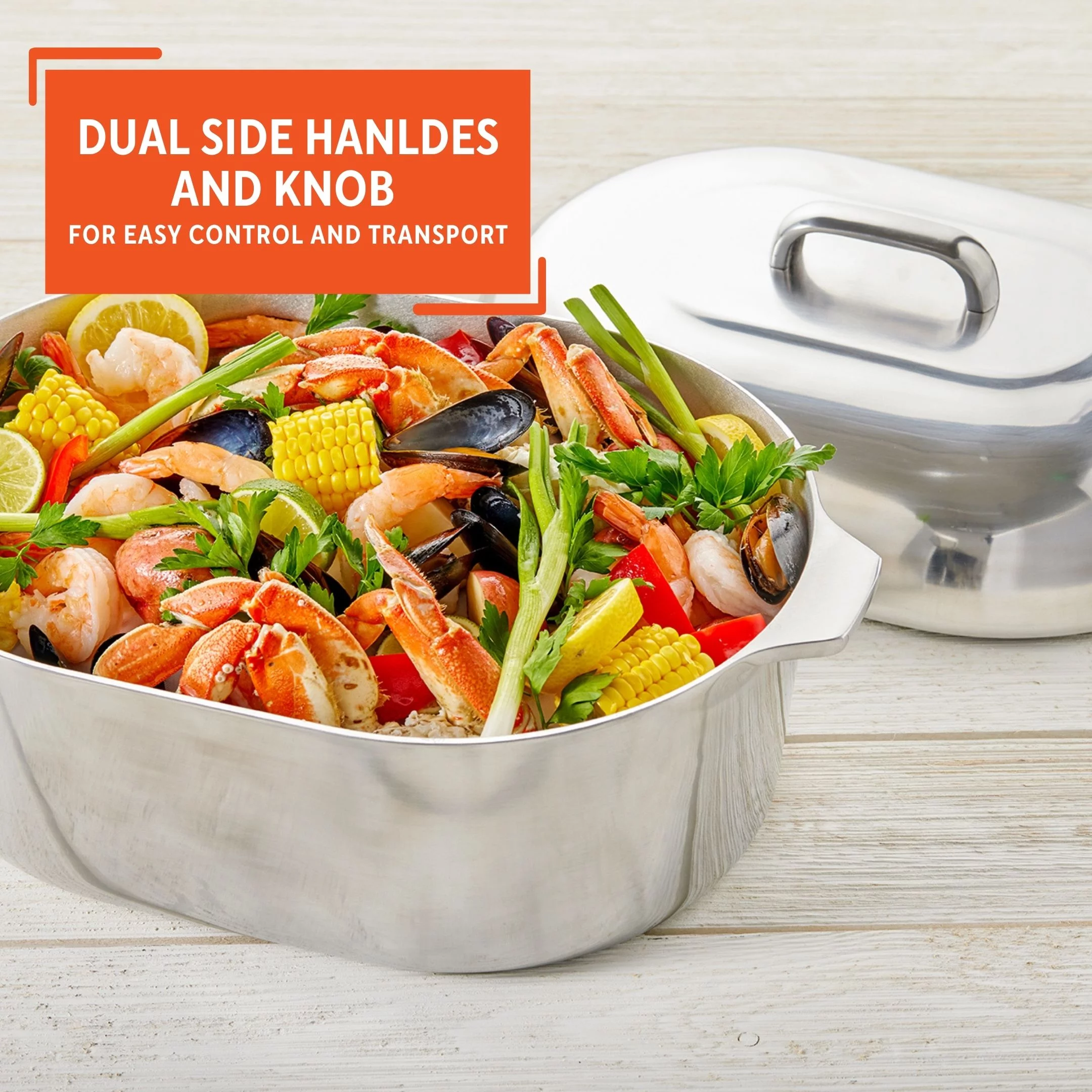 Imusa 15 inch Cajun Oval Heavy Duty Cast Aluminum Roaster Pan with Lid and Roasting Tray, 1 Count