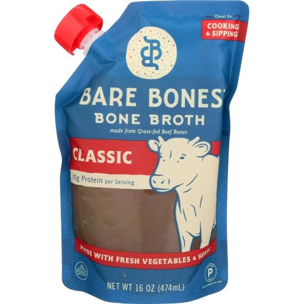 Bare Bones Grass Fed Beef Bone Broth, 16 Ounce -- 6 per Case.