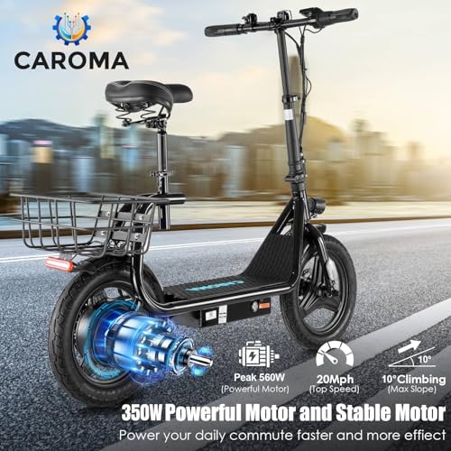 Caroma Peak 500W/800W/1200W Electric Scooter for Adults with Seat,14