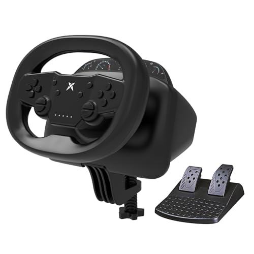DOYO PS4 Steering Wheel and Pedals, 270 Degree Wireless Gaming Racing Wheel with Dual-Vibration Motors, Pro Racing Wheel for PC, Nintendo Switch, PS4, PS3, IOS & Android Mobile Phones