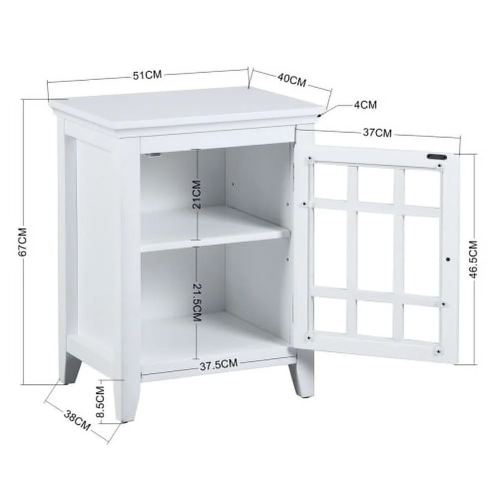 Bedroom Small Bedside Table/Night Stand With Open Door Storage Compartments, White