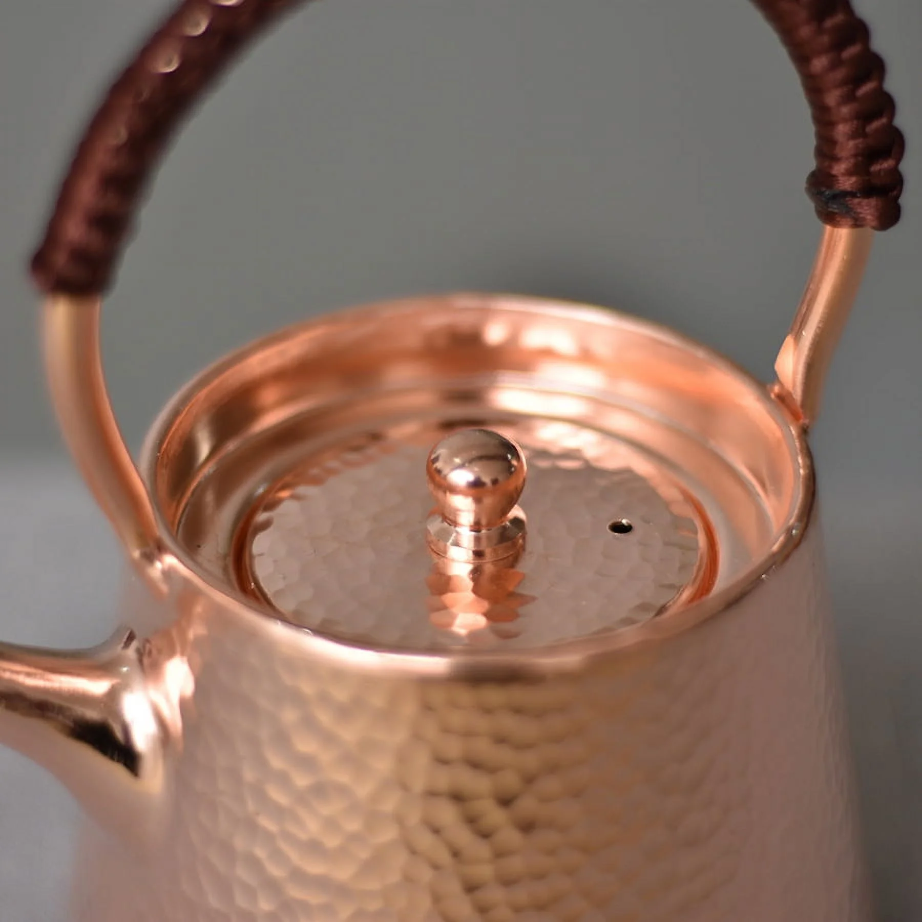 Wollet Hand-made Small Pure Copper Teapot, 15OZ, Lifting Beam Teapot Thickened Small Copper Pot Kung Fu Tea Set