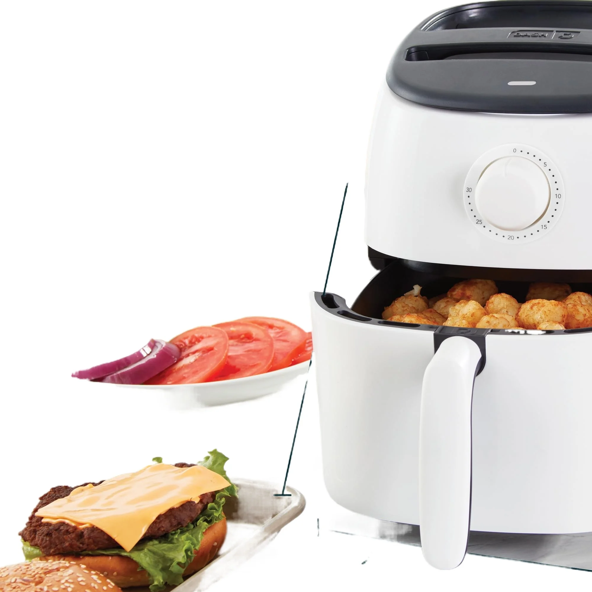 Electric Air Fryer Oven, 2.6 Qt., White – Compact Air Fryer for Healthier Food in Minutes, Ideal for Small Spaces - Auto Shut Off, Analog, 1000-Watt