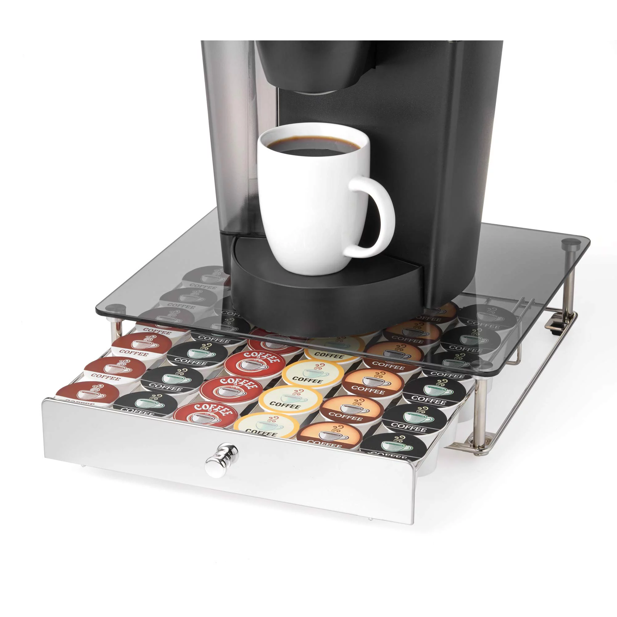 Nifty Keurig Approved Glass Top Rolling Drawer