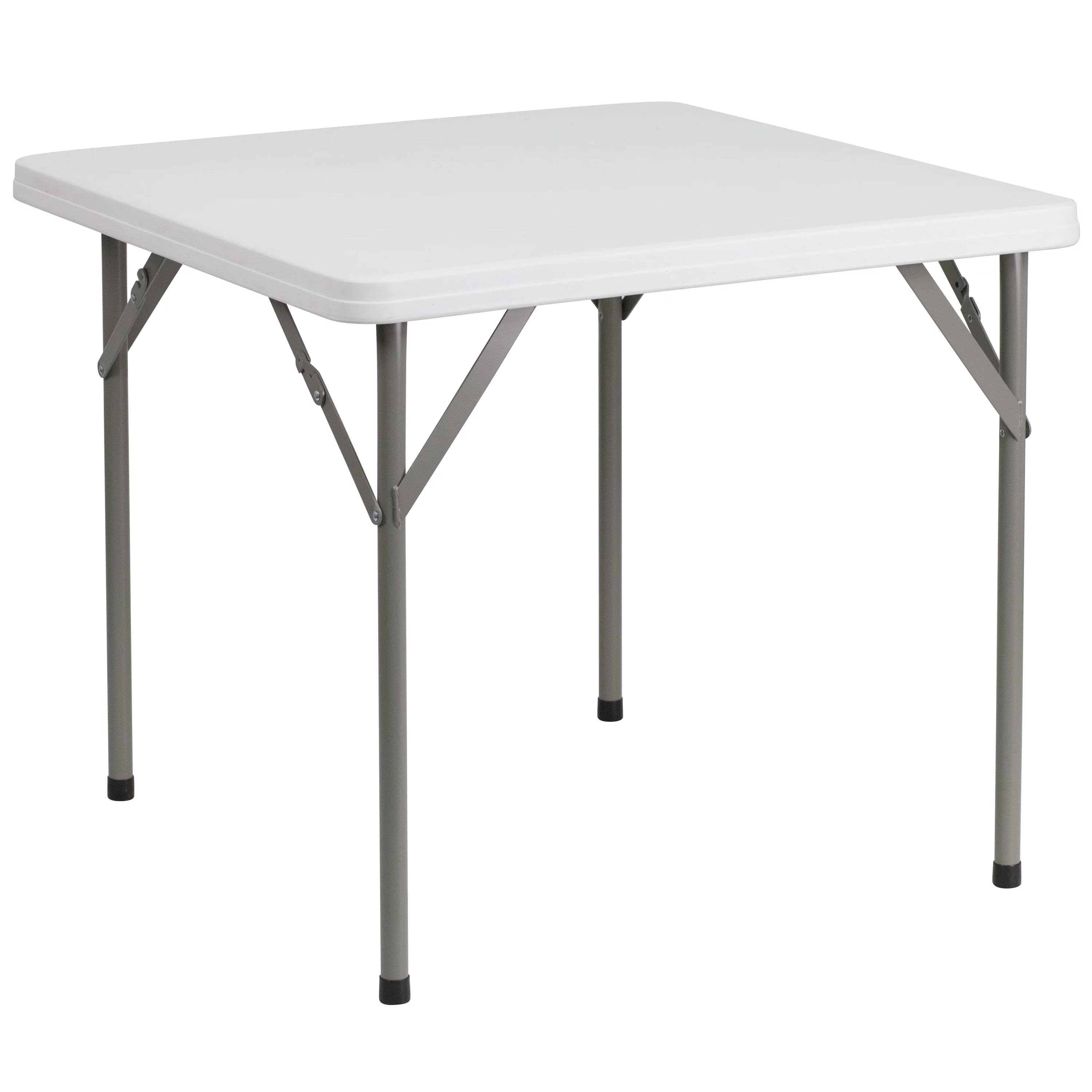 BizChair 2.85-Foot Square Granite White Plastic Folding Table