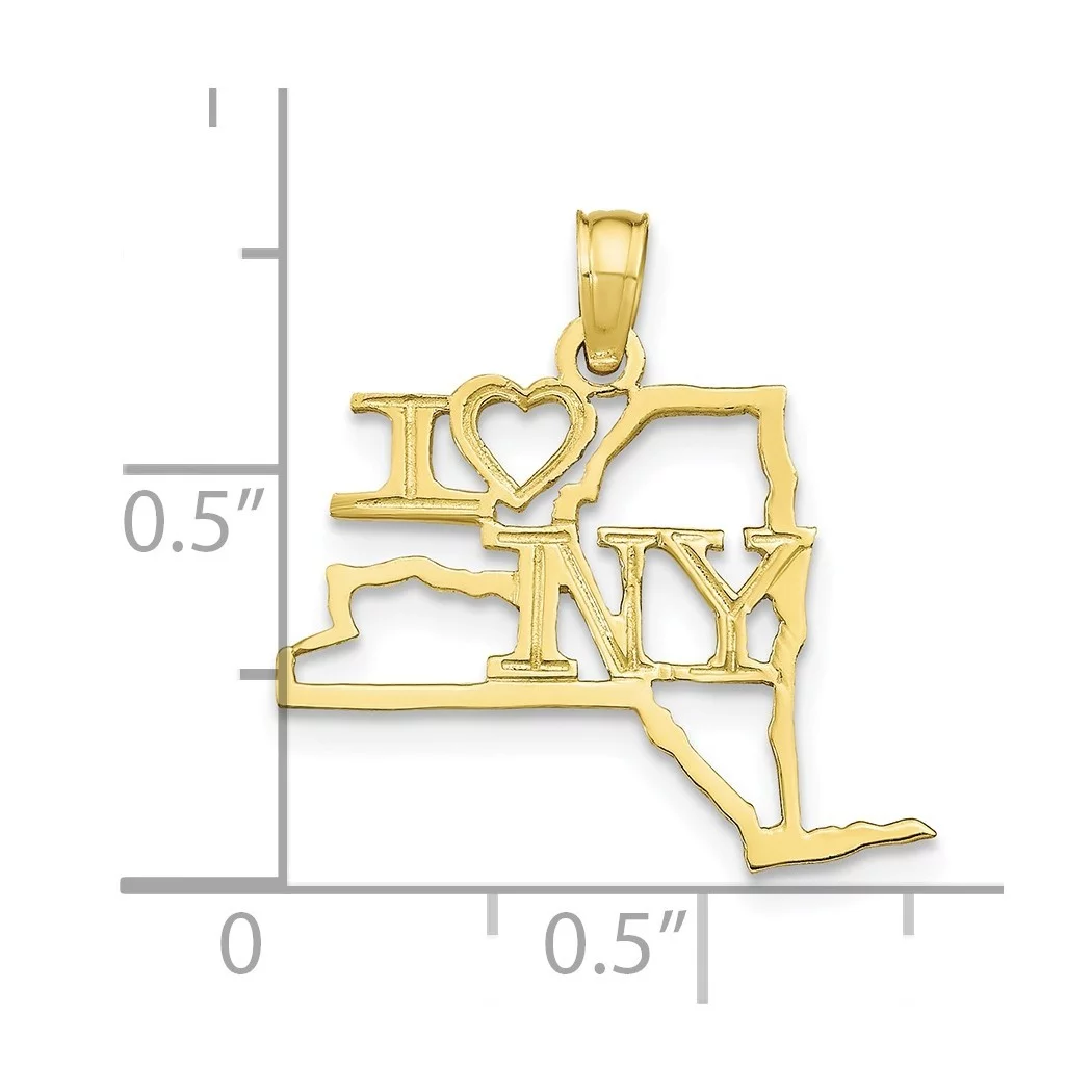 10k Gold Solid New York State Pendant Necklace Jewelry Gifts for Women - .7 Grams